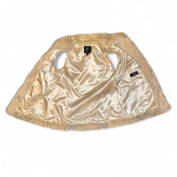 Rachel Zoe Women’s Faux Fur Vest Ivory Cream Sleeveless hook closure Size L - Picture 7 of 8